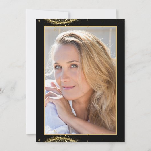 Elegant Gold Glitter Birthday 40th with Balloons 招待状 (裏面)