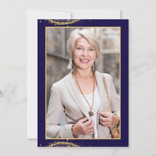 Elegant Gold Glitter Birthday 50th with Balloons 招待状 (裏面)