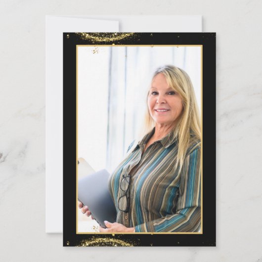 Elegant Gold Glitter Birthday 60th with Balloons 招待状 (裏面)