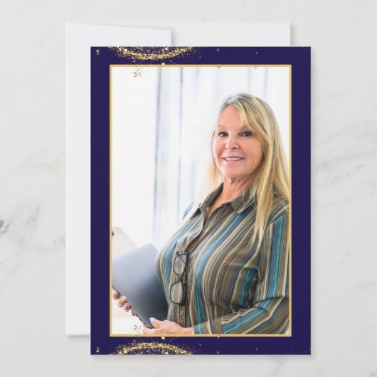 Elegant Gold Glitter Birthday 60th with Balloons 招待状 (裏面)