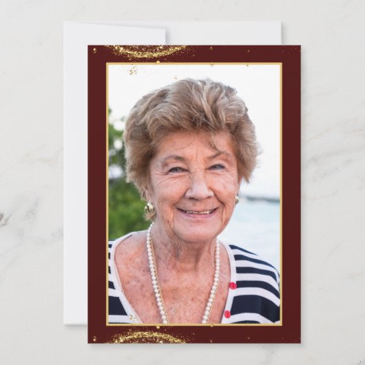  Elegant Gold Glitter Birthday 80th with Ballons 招待状 (裏面)