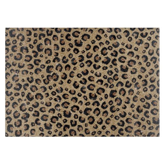 Elegant Gold Glitter Black Leopard Print カッティングボード (正面)