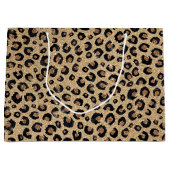 Elegant Gold Glitter Black Leopard Print ラージペーパーバッグ (正面)
