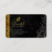 Elegant Gold Glitter & Black Marble Nail Art Salon 名刺 (裏面)
