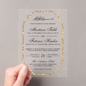 Elegant Gold Glitter Border Muslim Wedding アクリル招待状 (インサイチュ (ポータブル))