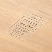 Elegant Gold Glitter Border Muslim Wedding アクリル招待状 (レイダウン)