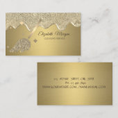 Elegant Gold Glitter Broom Drips 名刺 (正面/裏面)
