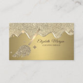 Elegant Gold Glitter Broom Drips 名刺 (正面)