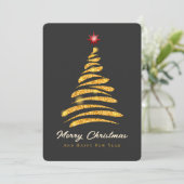 Elegant Gold Glitter Christmas Tree Abstract Art シーズンカード (スタンド正面)