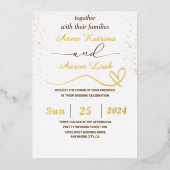 Elegant Gold Glitter Custom Wedding Foil Invite 箔招待状 (正面)