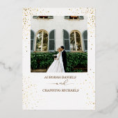 Elegant Gold Glitter Custom Wedding Foil Invite 箔招待状 (裏面)