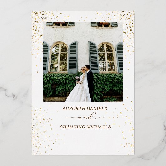 Elegant Gold Glitter Custom Wedding Foil Invite 箔招待状 (裏面)