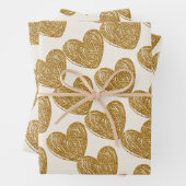 Elegant Gold Glitter Heart Wrapping Paper ラッピングペーパーシート (インサイチュ)