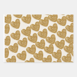 Elegant Gold Glitter Heart Wrapping Paper ラッピングペーパーシート
