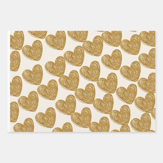 Elegant Gold Glitter Heart Wrapping Paper ラッピングペーパーシート (正面)