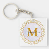 Elegant Gold Glitter Initial & Name キーホルダー (正面)