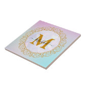 Elegant Gold Glitter Initial & Name タイル (側面)