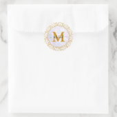 Elegant Gold Glitter Initial & Name ラウンドシール (バッグ)
