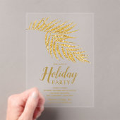 Elegant Gold Glitter Palm Holiday Christmas アクリル招待状 (インサイチュ (ポータブル))