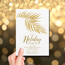 Elegant Gold Glitter Palm Holiday Christmas 招待状