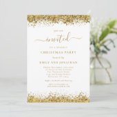 Elegant Gold Glitter Script Christmas Party 招待状 (スタンド正面)