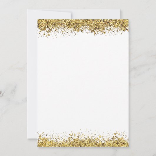Elegant Gold Glitter Script New Years Eve Party 招待状 (裏面)