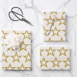 Elegant Gold Glitter Star Wrapping Paper ラッピングペーパーシート