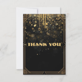 Elegant Gold Glitter Thank You Card | Black & Gold サンキューカード