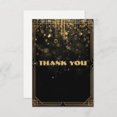 Elegant Gold Glitter Thank You Card | Black & Gold サンキューカード (正面/裏面)