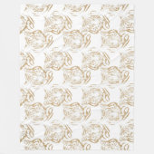 Elegant Gold Glitter Tiger Print White Design フリースブランケット (正面)