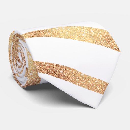 Elegant Gold Glitter Zebra White Animal Print ネクタイ (ロール)
