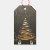Elegant Gold glow Christmas Tree ギフトタグ (正面)