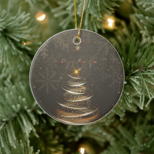  Elegant Gold  glow Christmas Tree セラミックオーナメント (ツリー)