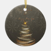  Elegant Gold  glow Christmas Tree セラミックオーナメント (正面)