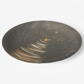  Elegant Gold  glow Christmas Tree ペーパープレート (アングル)