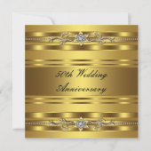 Elegant Gold Golden 50th Wedding Anniversary 招待状 (正面)