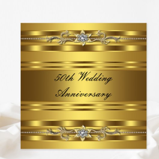 Elegant Gold Golden 50th Wedding Anniversary 招待状