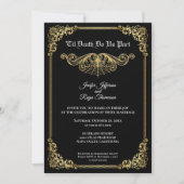Elegant gold Gothic Halloween wedding Invitation 招待状 (正面)