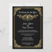 Elegant gold Gothic Halloween wedding Invitation 招待状 (正面)