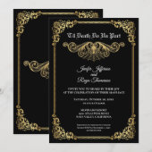 Elegant gold Gothic Halloween wedding Invitation 招待状 (正面/裏面)