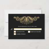 Elegant gold Gothic Halloween Wedding RSVP Card (正面)