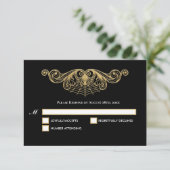 Elegant gold Gothic Halloween Wedding RSVP Card (スタンド正面)