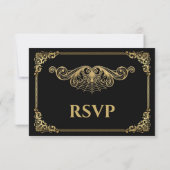 Elegant gold Gothic Halloween Wedding RSVP Card (裏面)