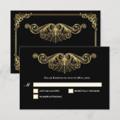 Elegant gold Gothic Halloween Wedding RSVP Card (正面/裏面)