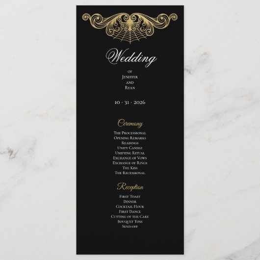 Elegant gold Gothic Wedding Program メニュー (正面)