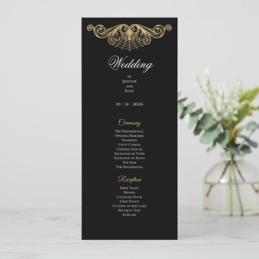 Elegant gold Gothic Wedding Program メニュー (スタンド正面)