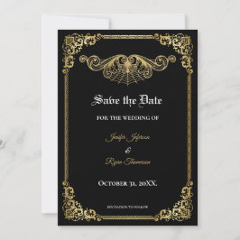 Elegant gold Gothic wedding save the date 案内状