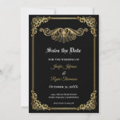 Elegant gold Gothic wedding save the date 案内状 (正面)