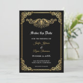 Elegant gold Gothic wedding save the date 案内状 (スタンド正面)