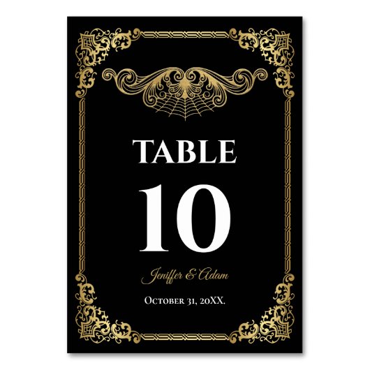 Elegant gold Gothic Wedding Table number テーブルナンバー (正面)